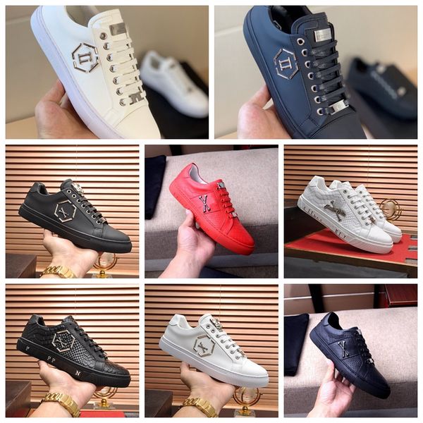 

mens solid color low-fashion metal designer shoe runner trainers genuine leather lace-up genuine leather, Black