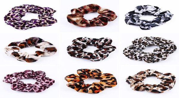 

15 colors leopard velvet scrunchies hair accessories for women girl elastic hair ring tie ponytail holder rubber leopard hair band5097689, Slivery;white