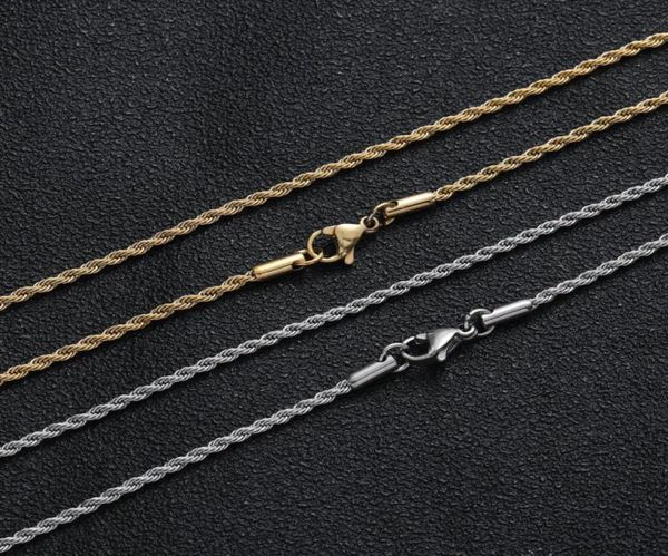 

hip hop 18k gold plated stainless steel 2mm ed rope chain women039s choker necklace for men hiphop jewelry gift3190187, Silver