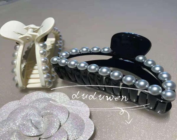 

8x43cm fashion vintage pearls acryic hair claw engraved c selection clamps 2c classic hair accessories vip7567460, Slivery;golden