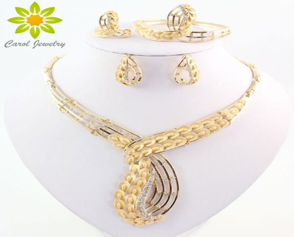 

fine jewelry sets for women african beads wedding accessories bridal collar crystal costume necklace bracelet ring earrings set8945842, Slivery;golden