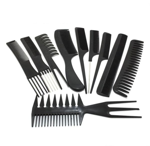 

10 years store 10pcs set professional hair brush comb salon barber antistatic hair combs hairbrush hairdressing combs hair care s6042661, Silver