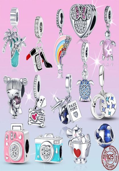 

925 sterling silver dangle charm new globe with turtle and camera beads bead fit p charms bracelet diy jewelry accessories3536432, Bronze;silver