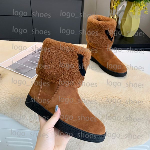 

autumn winter new womens boots luxury wool flat boots warm chamois leather boots shoes outdoor snow boots, Black