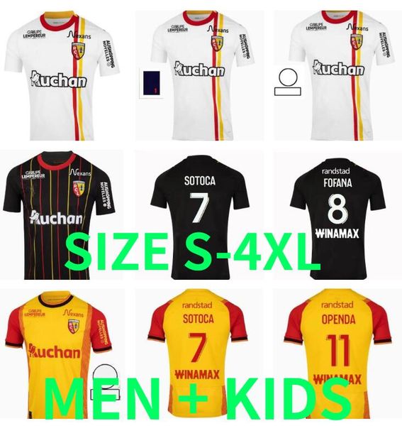 

maillot rc lens 23 24 soccer jerseys home yellow saint-barbe special kakuta openda ganago sotoca fofana football shirt 2023 kids notre sang, Black;yellow