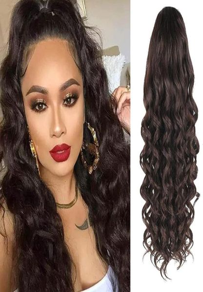 

europe and the united states long curly female drawstring ponytail connector43152853183867, Black