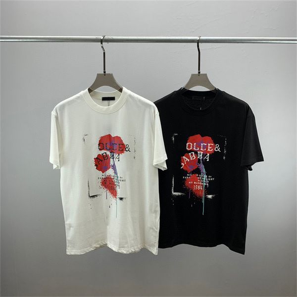 

designer pa t shirt luxury brand clothing shirts spray heart letter cotton short sleeve spring summer tide mens womens tees, White;black