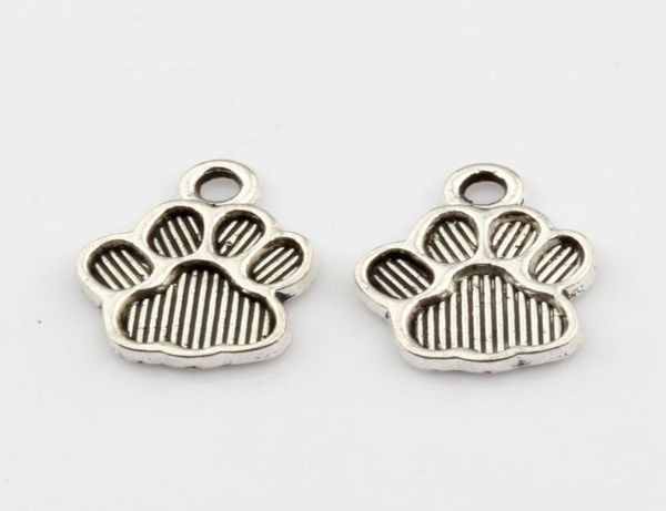 

250pcs antique silver paw print charms pendants for jewelry making bracelet necklace diy accessories 1215mm3055448, Bronze;silver