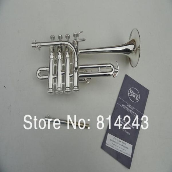 

quality bach b piccolo trumpet brass body silver plated surface trompeta three tone trumpet monel piston with durable mouthpiece g5378864
