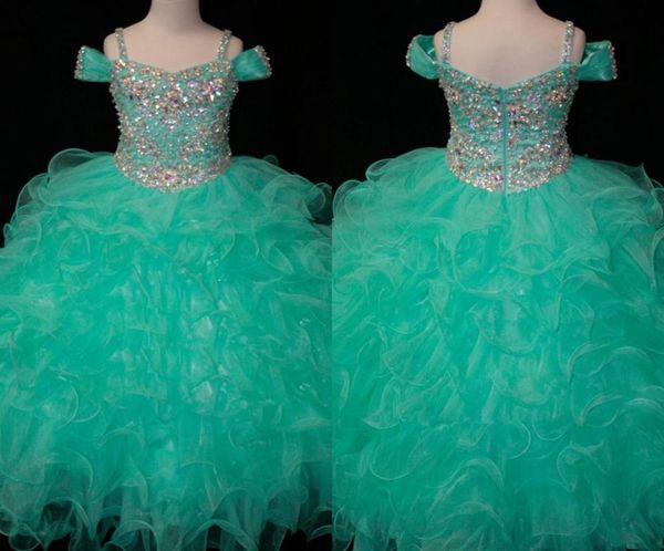 

teal green flower girls dresses crystals long little girl039s pageant todder kids for girl infant glitz communion prom ba8598077, White;red