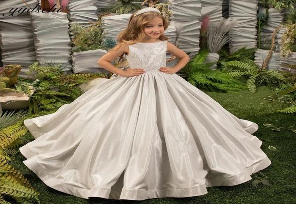 

luxury silver sleeveless flower girl dresses for wedding 2023 princess glitter sequined pageant first communion gowns with bow1689471, White;red