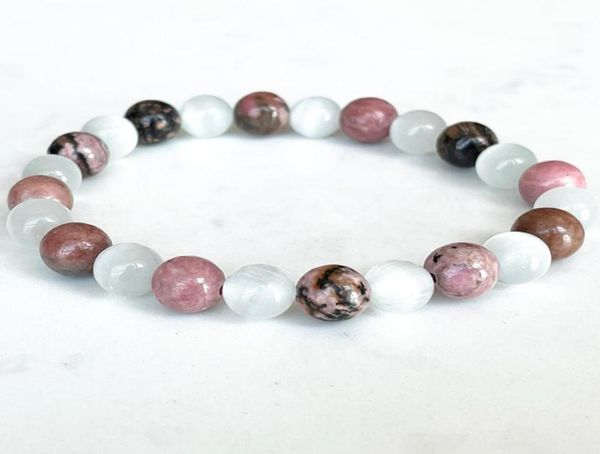 

strand mg1722 womens scorpio zodiac bracelet 8 mm black vein rhodonite aa grade selenite chakra wrist mala natural gemstone jewelr7159875