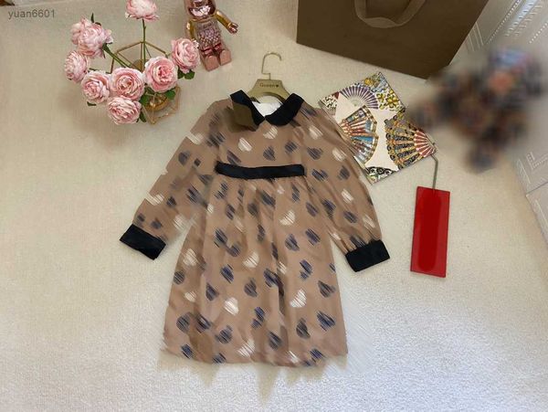 

luxury designer baby clothes kids lapel skirt size 90-140 cm lace up waist design girl dress summer long sleeved child skirt july29, Red;yellow
