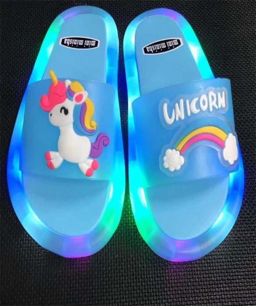 

kids designer kids shoes garden beach slide children is slippers cartoon flashing light unicorn crystal sandals boys girls outdoor8418963, Black;grey