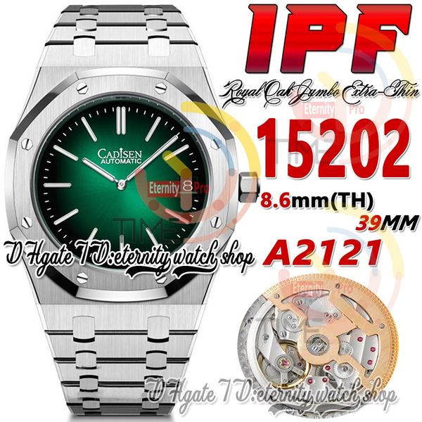 

ipf 39mm zf15202 cal.2121 sa2121 automatic mens watch ultra-thin 8.6mm green texture dial stick markers stainless steel bracelet 2023 super, Slivery;brown