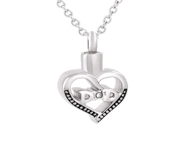 

ijd9850 2pcslot hollow heart cremation urn necklace human ashes memorial ash keepsake pendant necklace funeral jewelry with cryst8636500, Silver