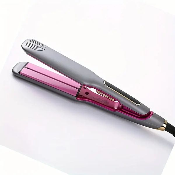 

professional salon-grade hair straightener with floating ceramic disc and digital control for home use, Black