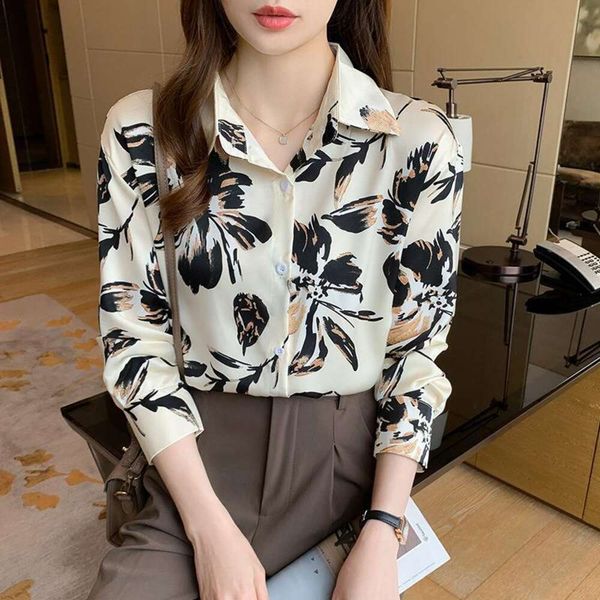 

womens shirt ink painting print commuter t early autumn long sleeve, White