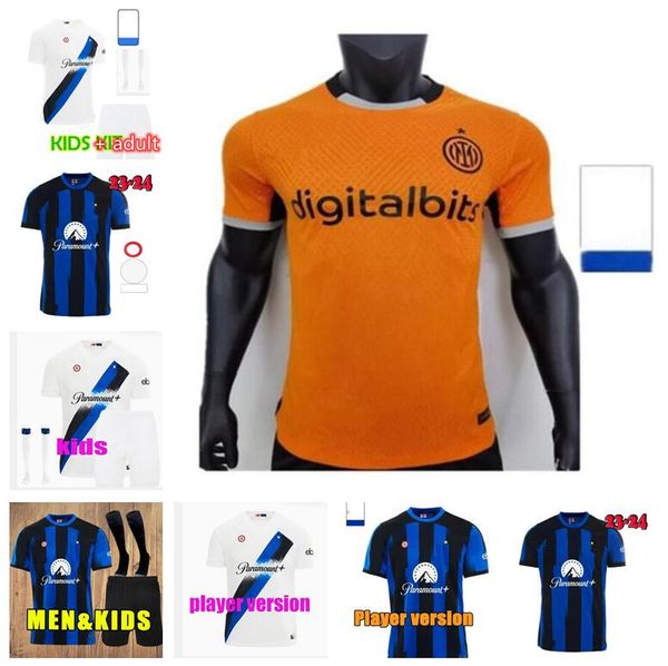 

23 24 lukaku soccer jerseys final maillot de lautaro barella 2023 maglie football shirts kvaratskhelia special inters milans player version, Black;yellow