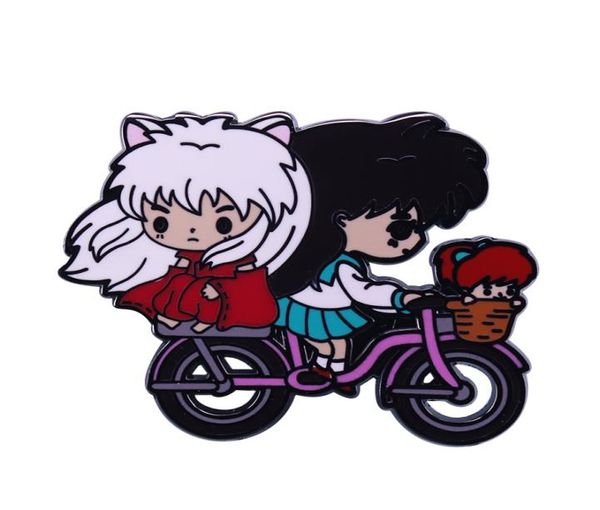 

bicycle inuyasha and kagome brooch cycling adventure enamel pin boyfriend girlfriend gift cute cartoon decor1108090, Blue