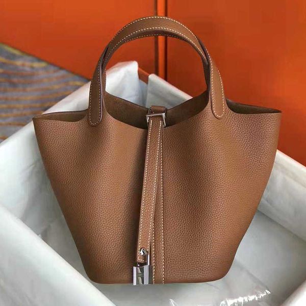 

authentic handbag desinger totes picotin bags cordio litchi grain vegetable basket bag tc layer cow leather bucket large capacity womens umt