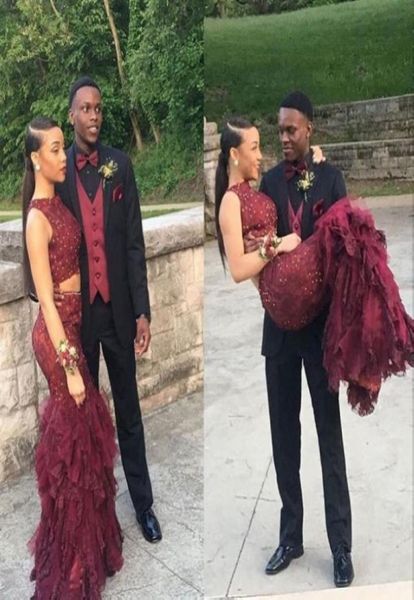 

elegant two pieces burgundy lace mermaid maroon prom dresses 2021 jewel neck plus size evening occasion gowns vestidos custom made2149831, Black