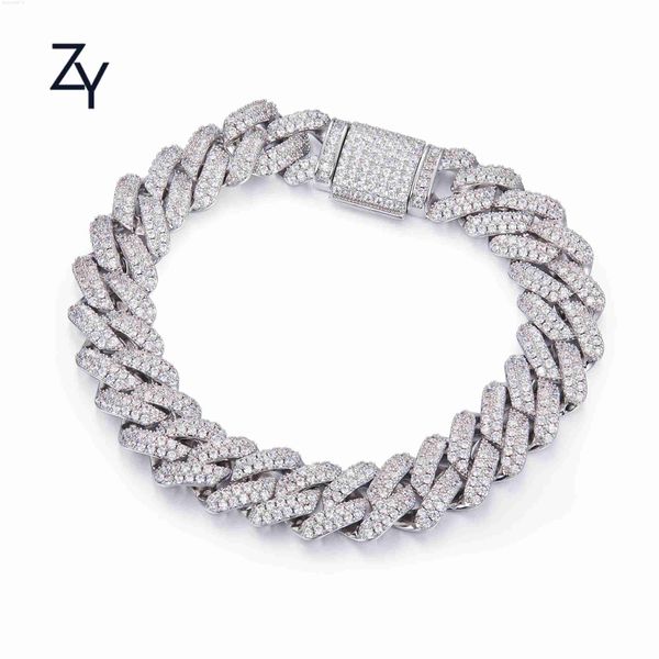 

wholesale luxury iced out cuban link chain 14 mm moissanite 925 sterling silver necklace for men hip hop gift platinum plated