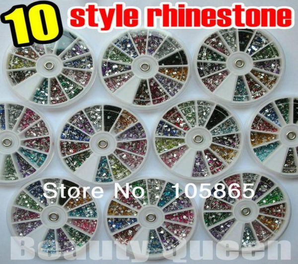 

10 style different rhinestone shape 1800pcswheel 12color nail art glitter beads acrylic tip tips acrylic stone in wheel2904867, Silver;gold