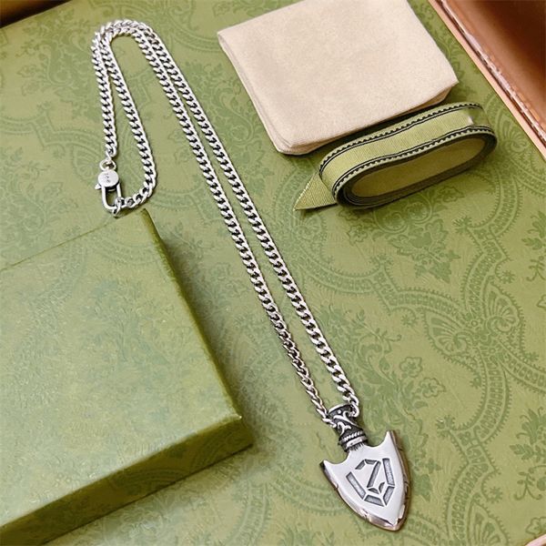 

retro pendant necklaces double letter g logo chains luxury designer men women couple jewelry ggity gold necklace 454634, Silver