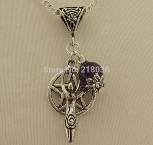 

vintage silver fertility goddesspentagram necklaces amethyst charms bead chain statement necklacespendants jewelry friendship gi7062490