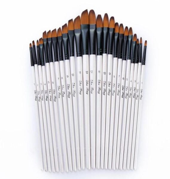 

12pcs nylon hair wooden handle watercolor paint brush pen set for learning diy oil acrylic painting art brushes supplies makeup1684323