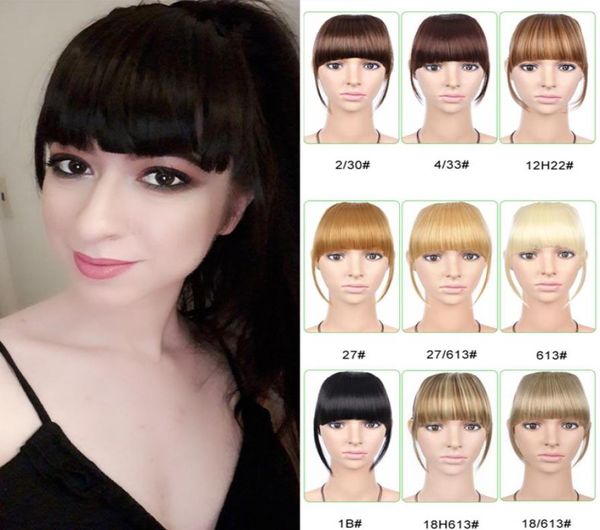 

6 inches short front neat bangs clip in bang fringe hair extensions straight synthetic 100 real natural hairpiece7833616, Black