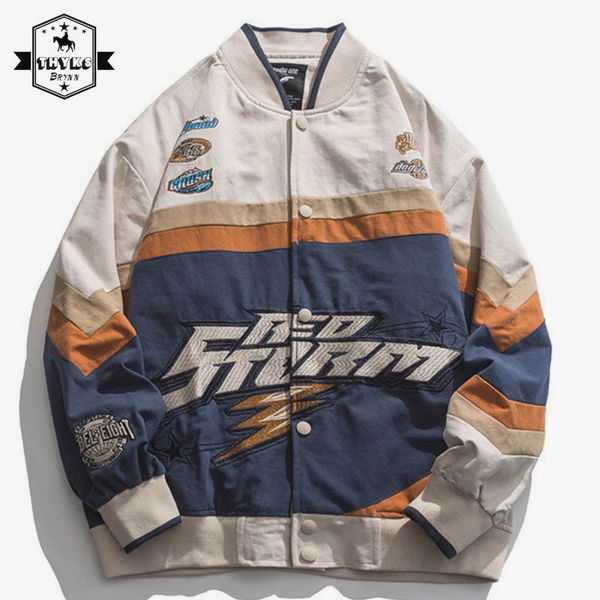

men s jackets american embroidered baseball uniform punk racing jacket s couple motorcycle toolingcoat street casual coats 230814, Black;brown