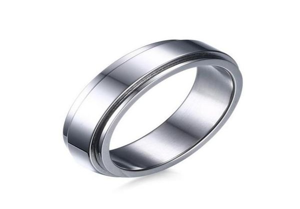 

6mm spinner ring men stainless steel double loop design biker jewelry7858563, Golden;silver
