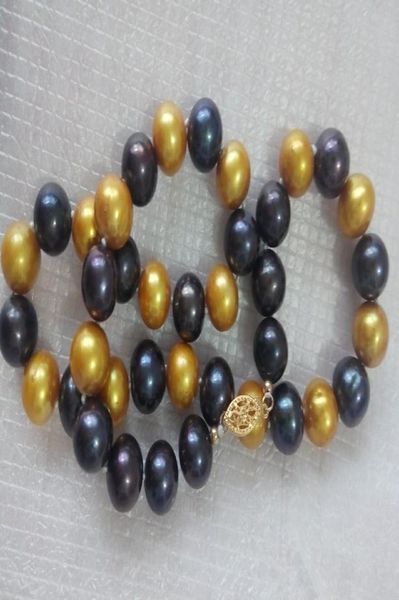 

fine pearls jewelry 18quot1011mm real south sea golden black pearl necklace 925silver9122784
