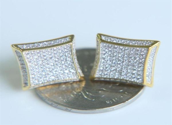 

2020 fashion mens women hip hop square stud earrings gold filled cubic zircon cz earrings wedding party jewelry 70m6100313, Golden;silver