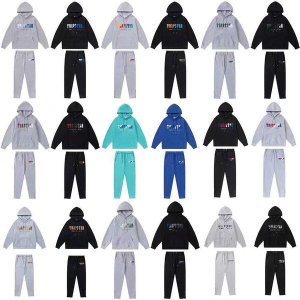 

trapstar brand tracksuit classic embroidery mens hoodie sportswear men's warm set loose trapstar hoodies sweatshirtvuiu, Black