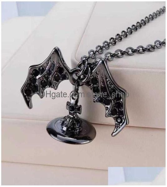 

pendant necklaces designer necklace black bat wing demon punk fashion drop delivery jewelry pendants dhjiw4924175, Silver