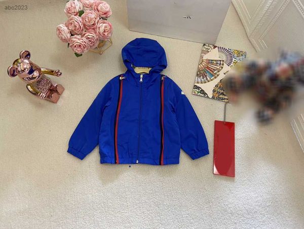 

new designer baby clothes kids long sleeved hooded jacket size 100-160 cm fashion multiple zipper decorations coat july30, Blue;gray