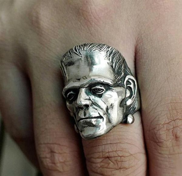 

science fiction victor frankenstein rings punk horror scientist stainless steel skull ring men039s biker jewelry330e7217393, Silver