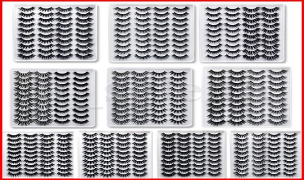 

20 pairs 25mm mixed styles 3d mink false eyelashes natural long lashes handmade wispies bushy fluffy eye makeup tools3426170