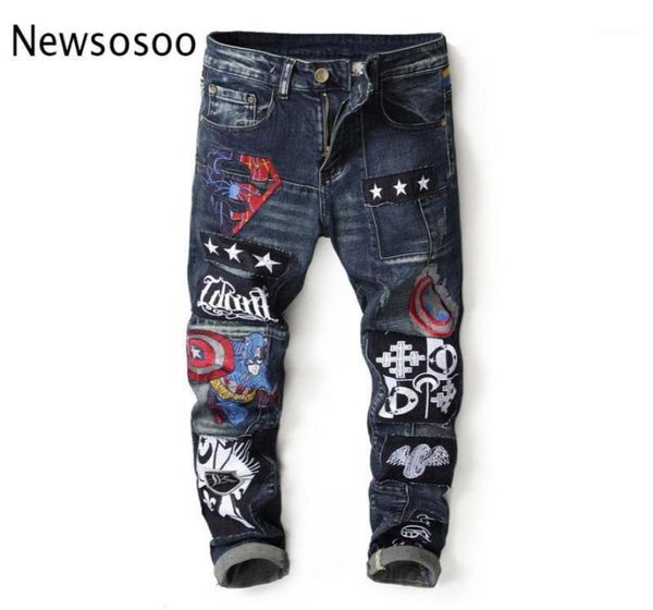 

european american style mens jeans luxury men straight denim trousers slim blue patchwork zipper jeans for men13684489
