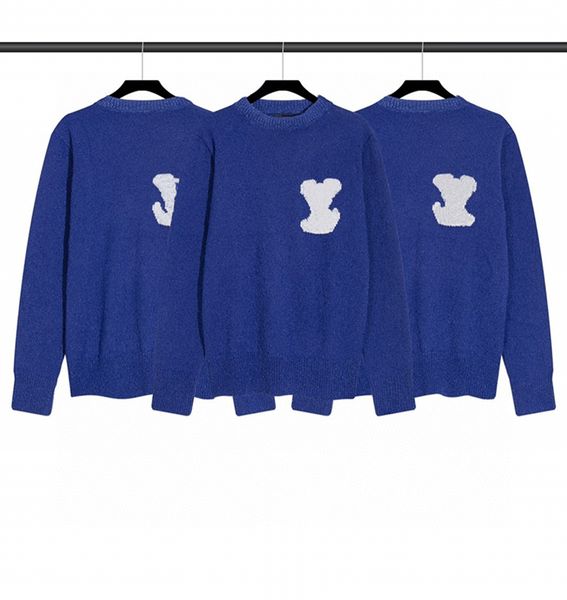 

men designer sweater fashion design round neck printed embroidered knitted woolen sweater jacquard blue sweater casual loose fit women sweat, White;black