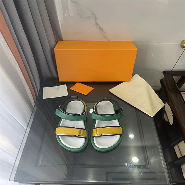 

luxury brand sandals for women flip flops slippers summer real leather classics breathable sandals flat shoes outdoor summer beach, Black