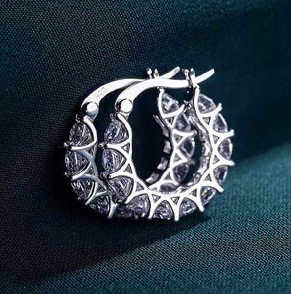

full diamond creative jewelry highgrade elegant zircon crystal hoop earrings round gold and silver color wedding party for women 9892949, Golden;silver