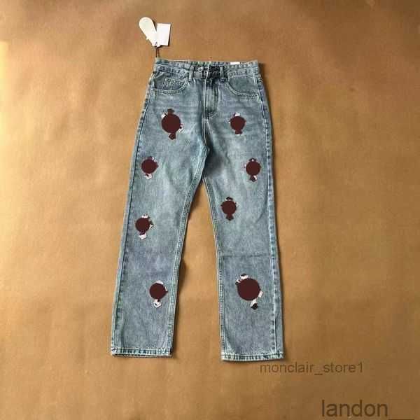 

ch jeans designer make old washed chrome straight trousers heart letter prints for women men casual long style 13 87dr 91kl1v, Blue