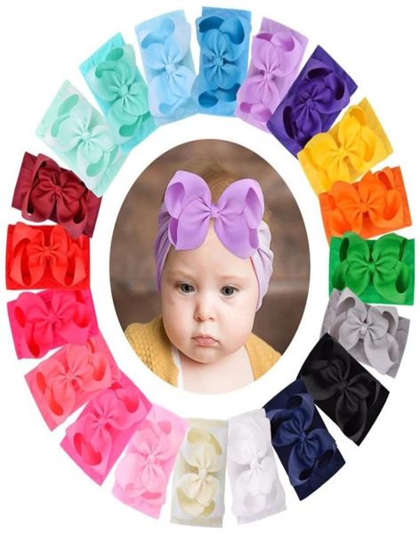 

nylon elastic newborn headband ribbon bow wraps for kids baby headwear hairbands girls bandanas head band hair accessories8199091, Slivery;white
