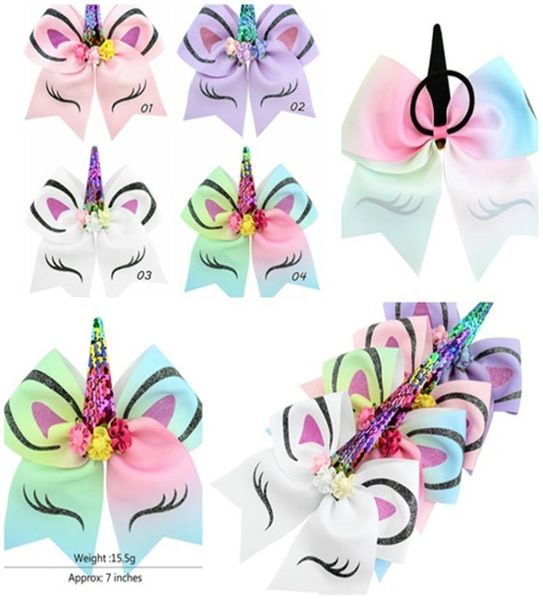 

new rainbow sequin ponytail holder floral bowknot elastic hairbands glitter hairpins hair bows hair accessories girl christmas gif2859335