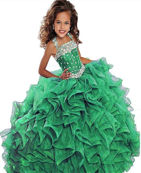 

little girls pageant dresses ball gown long turquoise organza crystals ruffled flower girls dresses birthday party dresses for jun9360356, White;red