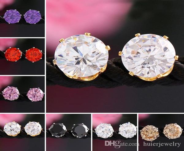 

earings for woman gemstone crystal stud earrings jewellery gift korean fashion jewelry 925 silver 18k gold plated stud earrings5227891, Golden;silver